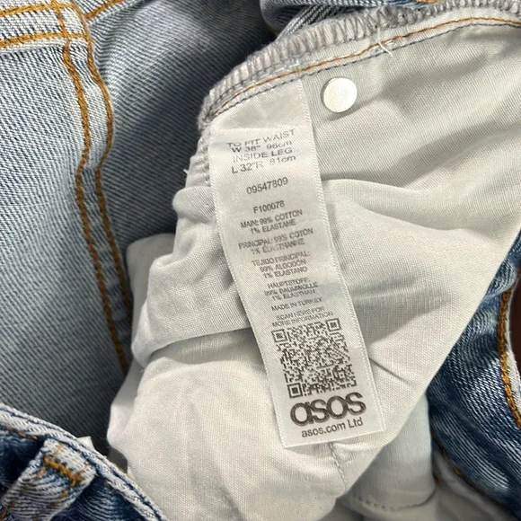 ASOS Distressed Denim Jeans Oversized Fit Size 38 x 32 Unisex - Picture 8 of 10